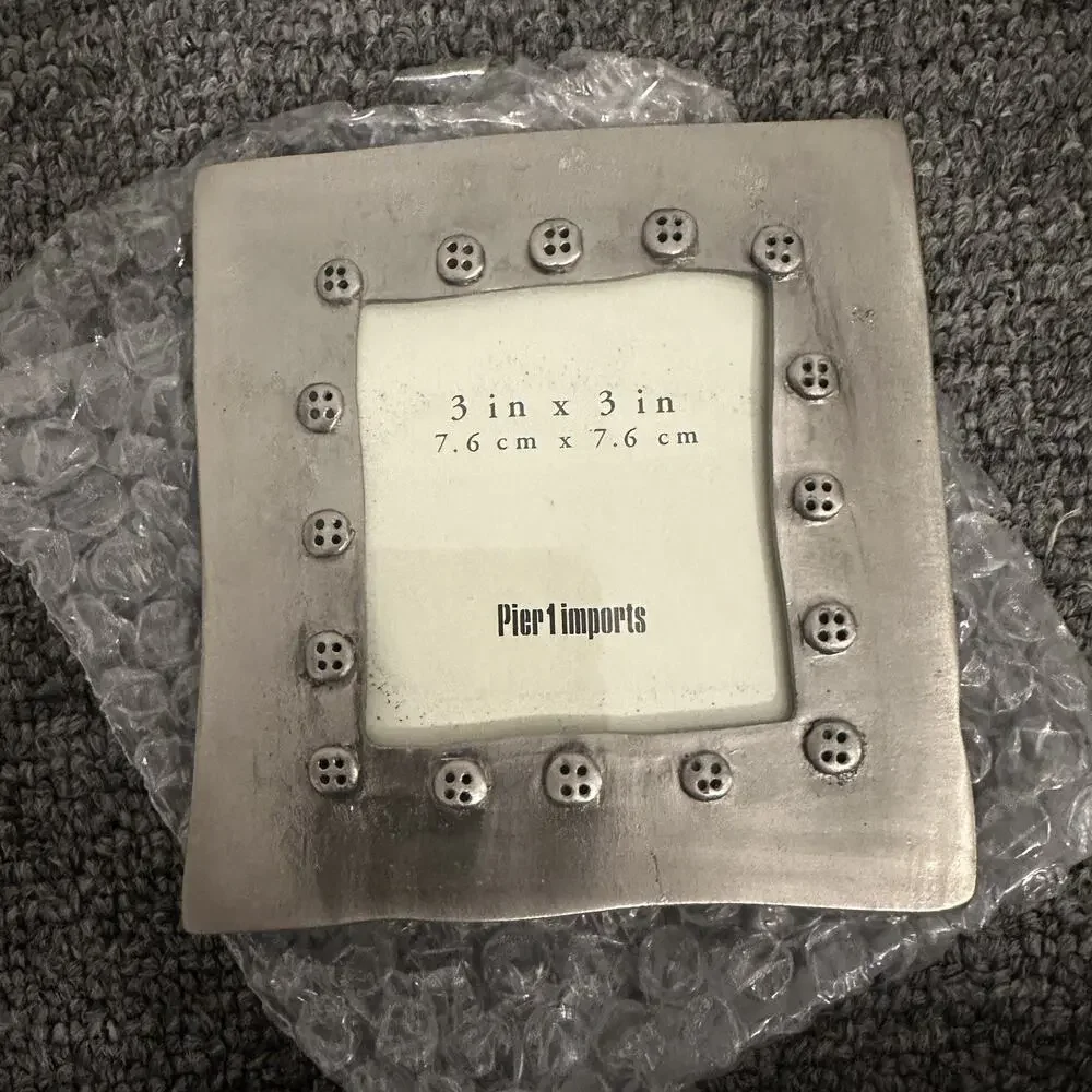 Pier One Desktop Frame Picture 3 in x 3 in Button Metal